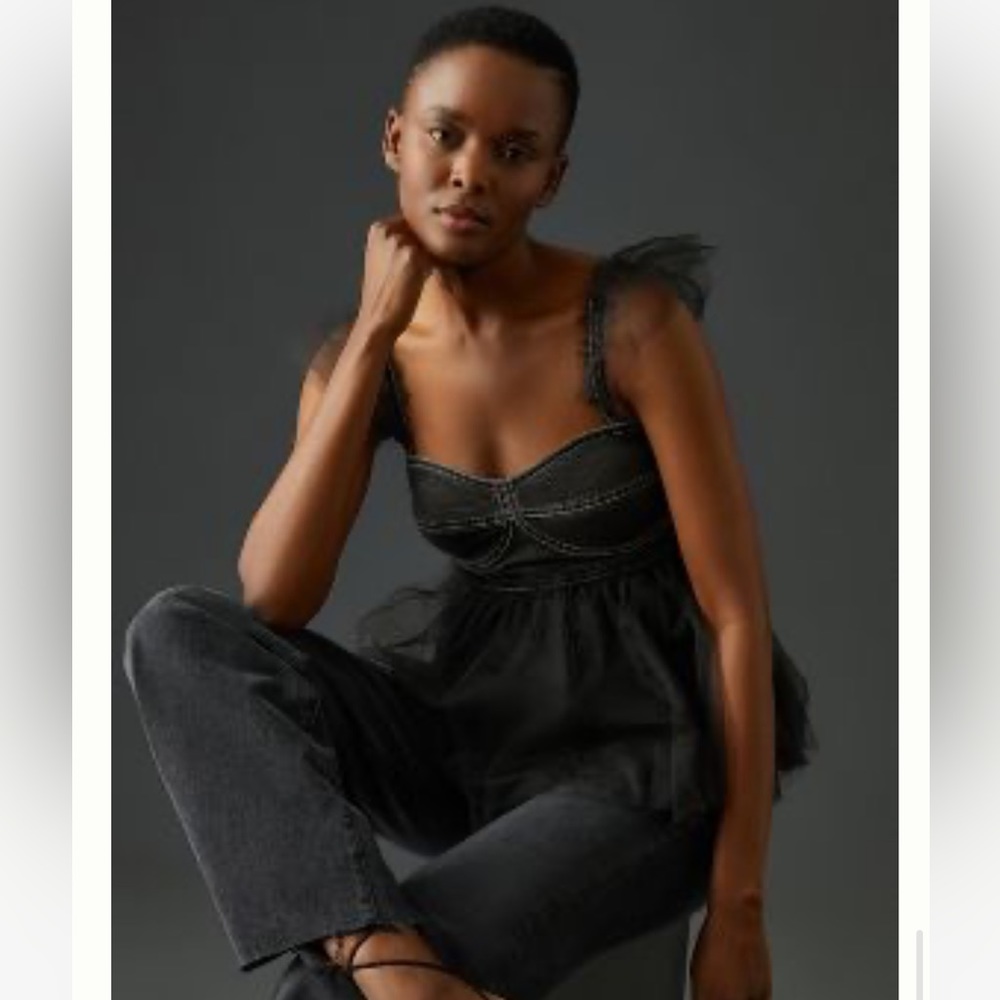 Pilcro Size Small Tulle babydoll top with removable straps